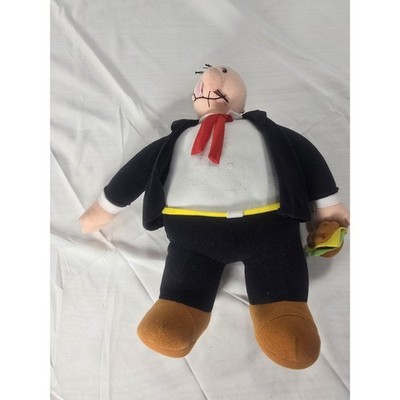 Vintage Wimpy Plüschtier von Popeye 13 Zoll Stofftier Puppe hält Hamburger selten Rarität
