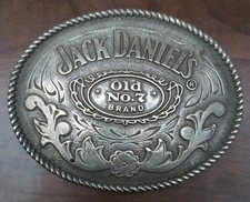 Jack Daniels Whiskey Belt Buckle Cowboy Western Scroll Old No 7 Vtg 2000s