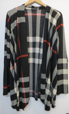 Heimish U.S.A. Cardigan Shirt Women XLPlaid Open Relaxed Preppy Elbow Patches