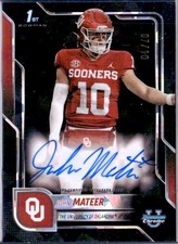 JOHN MATEER RC 2024 BOWMAN U SAPPHIRE BLACK ROOKIE AUTO SP 7/10 OKLAHOMA