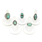 Southwest Sterling Turquoise Rope Twist Size 6-8.75 Rings Lot of 5 #S5319-3 — photo 1