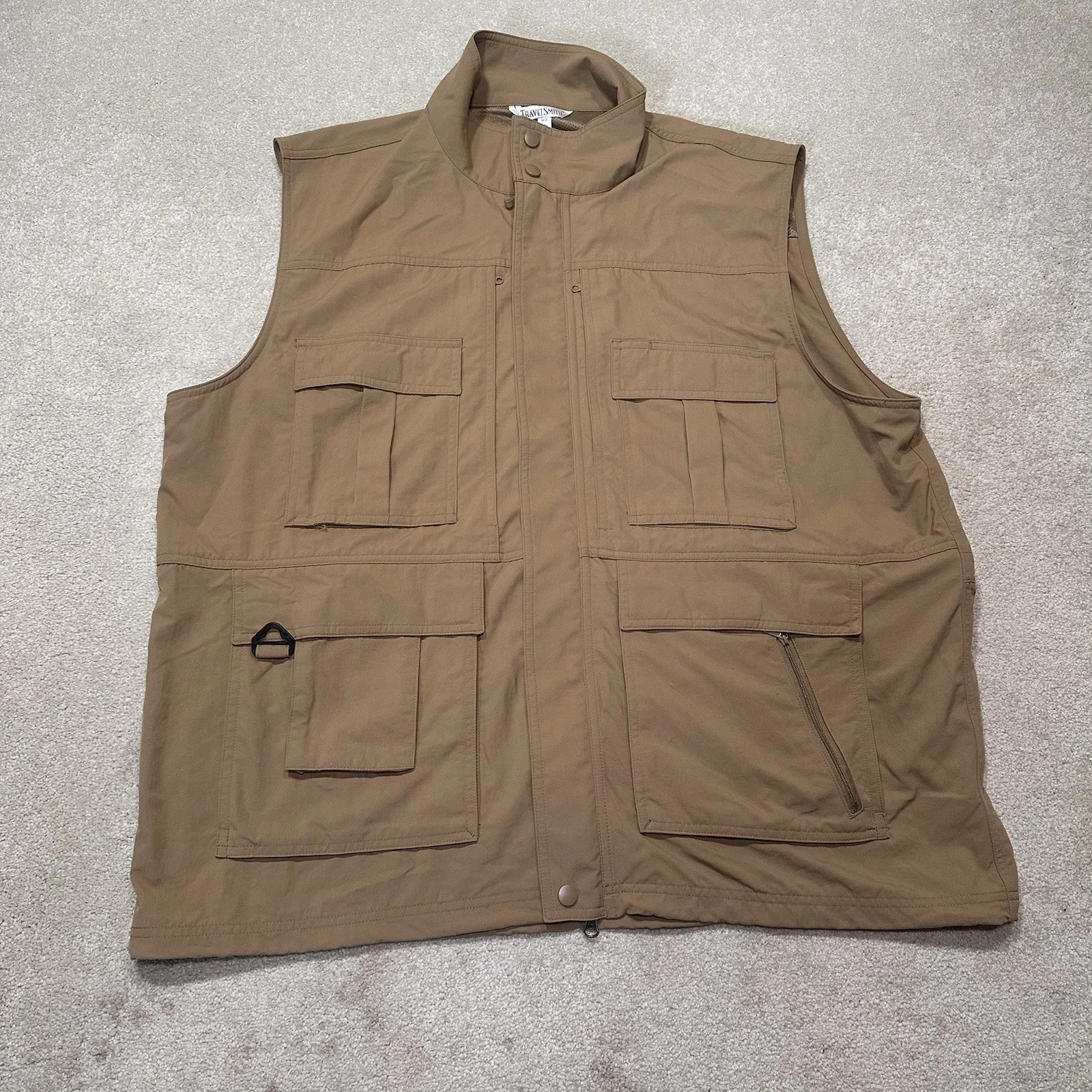 NWOT Travel Smith Vest Mens 2XL XXL Brown Safari Hunting Fishing Pockets Vented