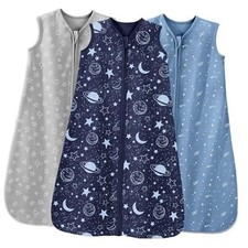 Baby Sleep Sack 6-12 Months 3 Pack 100 Cotton Lightweight 0.5 TOG Medium Blue
