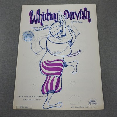 Whirling Dervish 1973 Piano Duet George Anson Sheet Music Illustrated