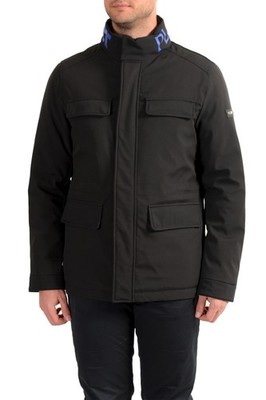 Plein Sport Men's Black Logo Print Zip Up Parka Jacket US M IT 50