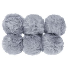 6Pcs Faux Fur Pom Poms for Hats, Fluffy Soft Fur Poms Balls, Grey