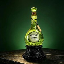Halloween Witches Brew Potion Bottle Light Glitter Swirling Decor Lamp Festivel