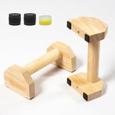 Wooden Push Up Bars Calisthenics Dip Station Handstand Grip Training 75