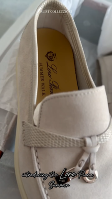 Loro Piana Summer Charm Walk Infinito Lizard Loafers Pearl Beige
