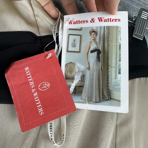 Watters & Watters Kleid Damen 10 Champagner Schwarz Chiffon Neckholder Langkleid 9592 - Bild 2 von 13