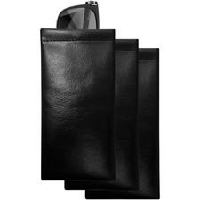 3 Pack Leather Soft Sunglasses Case Squeeze Top Portable Eyeglasses Pouch Glasse