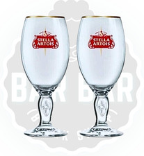 Stella Artois Pair Pint Challice Glasses Home Bar Man Cave Garage Shed