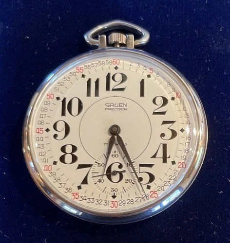 Vintage Gruen Precision 17 Jewels Manual Pocket Watch New Old Stock