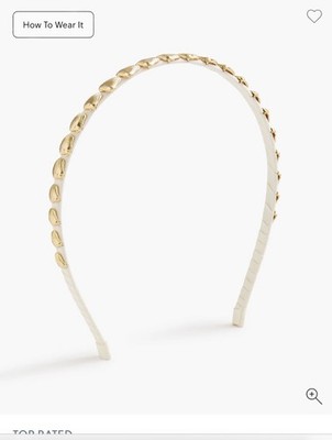 J. CREW Gold Tone Shell Headband On White Ribbon Frame