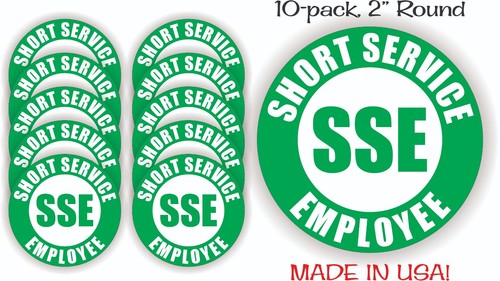 10 pack SSE - SHORT SERVICE EMPLOYEE Vinyl Hard Hat Helmet Stickers Decals Cap - 第 1/2 張圖片