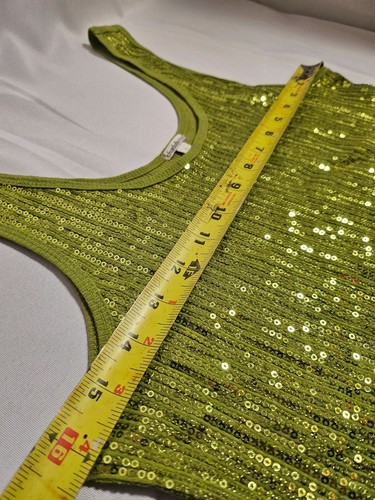 Vintage Charlotte Russe grünes Bohemian Tank Top Pailletten Glitzer Gr. L - Bild 13 von 13