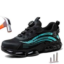 Safety Men's Steel Toe Work Shoes Rotating Button Anti-smash Protective Sneakers