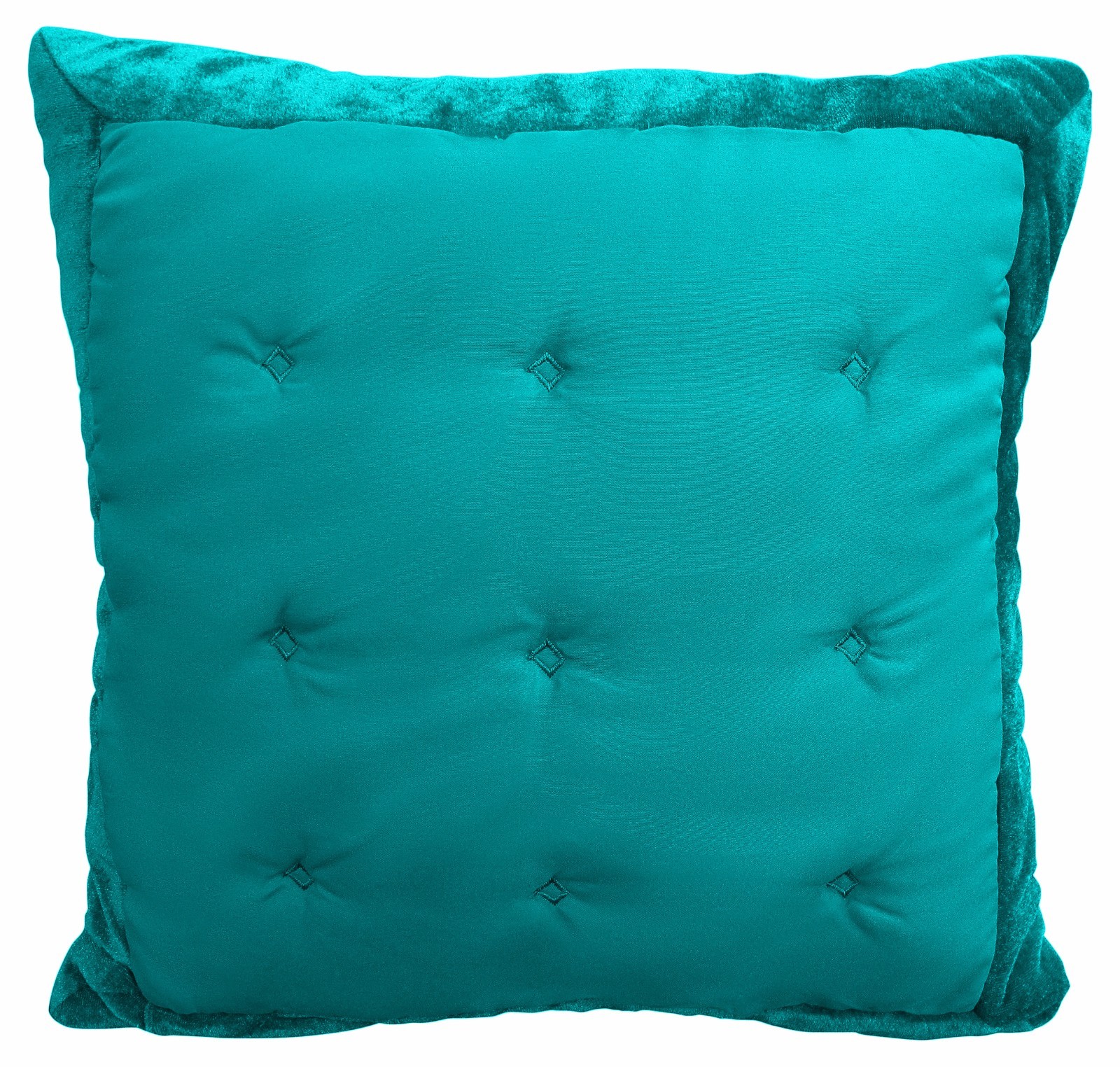 Boston Thick Quilted Velvet Trim Scatter Cushion Cover 43x43cm Cream