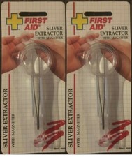 2 FIRST AID SLIVER EXTRACTORS STAINLESS STEEL TWEEZERS MAGNIFIER FREE SHIPPING