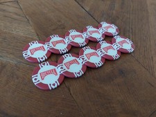 C6-018 Lot de 10 Jetons Pour Jeu De Poker –Bicycle Rouge En Très Bon Etat.