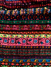 Vintage Handmade Psychedelic Neon Colorful 60s 70s Barkcloth Maxi Skirt w Slit