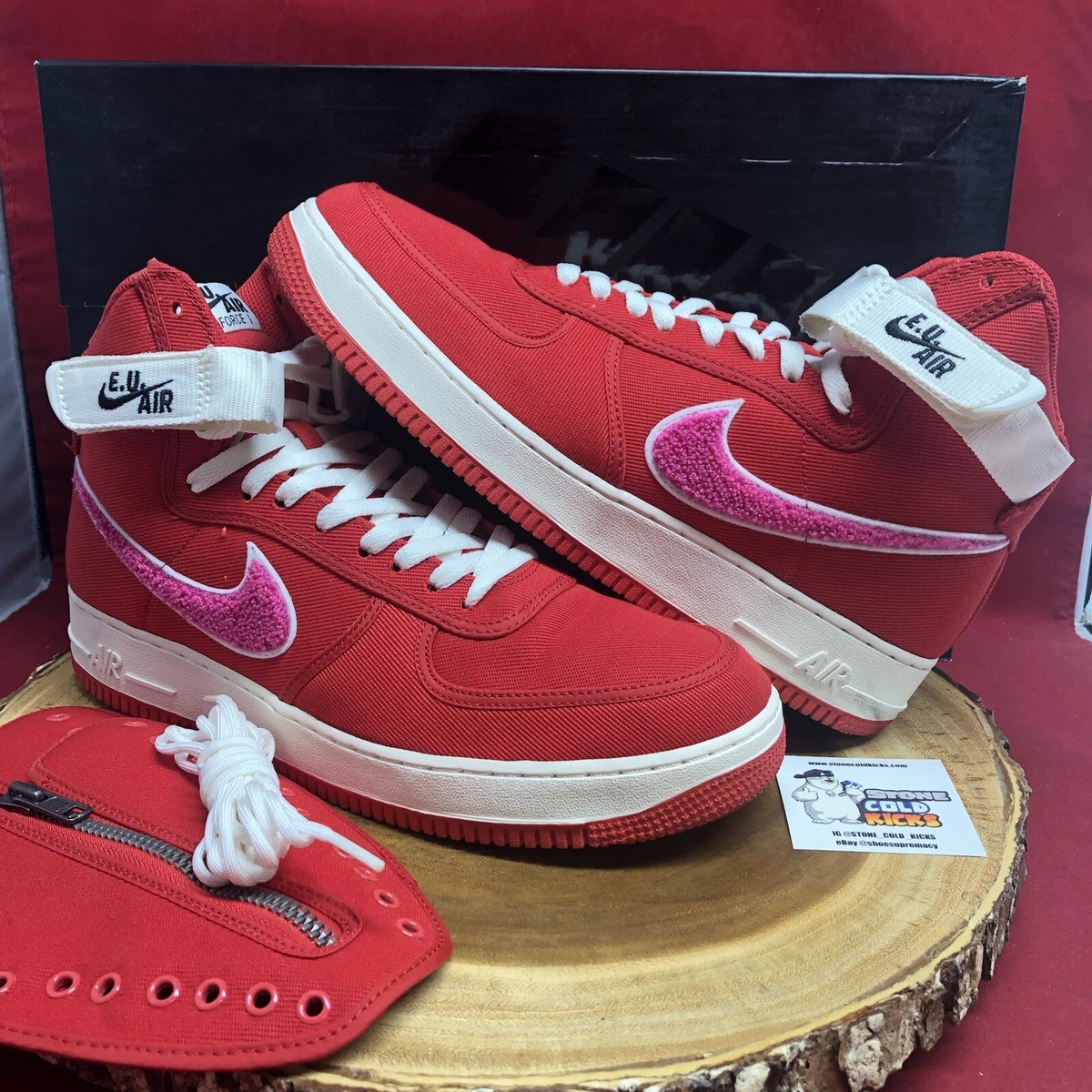 Nike Air Force One 1 High EU Sz 11.5 EMOTIONALLY UNAVAILABLE RED PINK AV5840 600