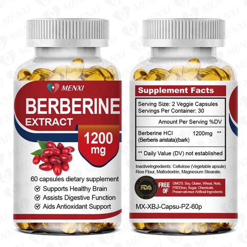 All Natural Premium Berberine HCL 1200mg Blood Sugar Support Gluten-Free Non-GMO - Picture 6 of 12