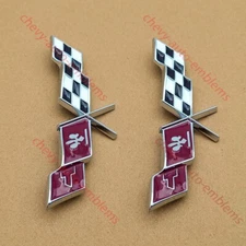 2Pcs Silver Fits 1977-1979 C3 Fender Side Emblem Crossed Cross flags 3D Badg