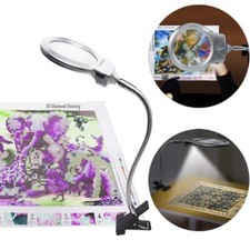Magnifier LED Lamp Magnifying Glass Desk Table Light clip-on Reading Lamp 4x 6x