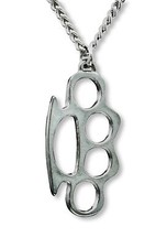 Collana con ciondolo in peltro argento lucido spolverino nocche ottone NK-637