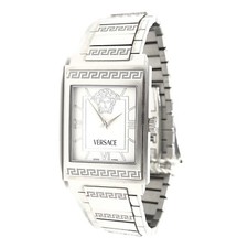 Versace Landmark ILQ99 Rectangle White Dial Stainless Steel Men's Quartz Watch