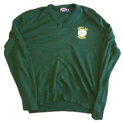 Vtg Nutmeg Mills Sportswear Green Bay Packers Sweater V Neck Member Club Medium
