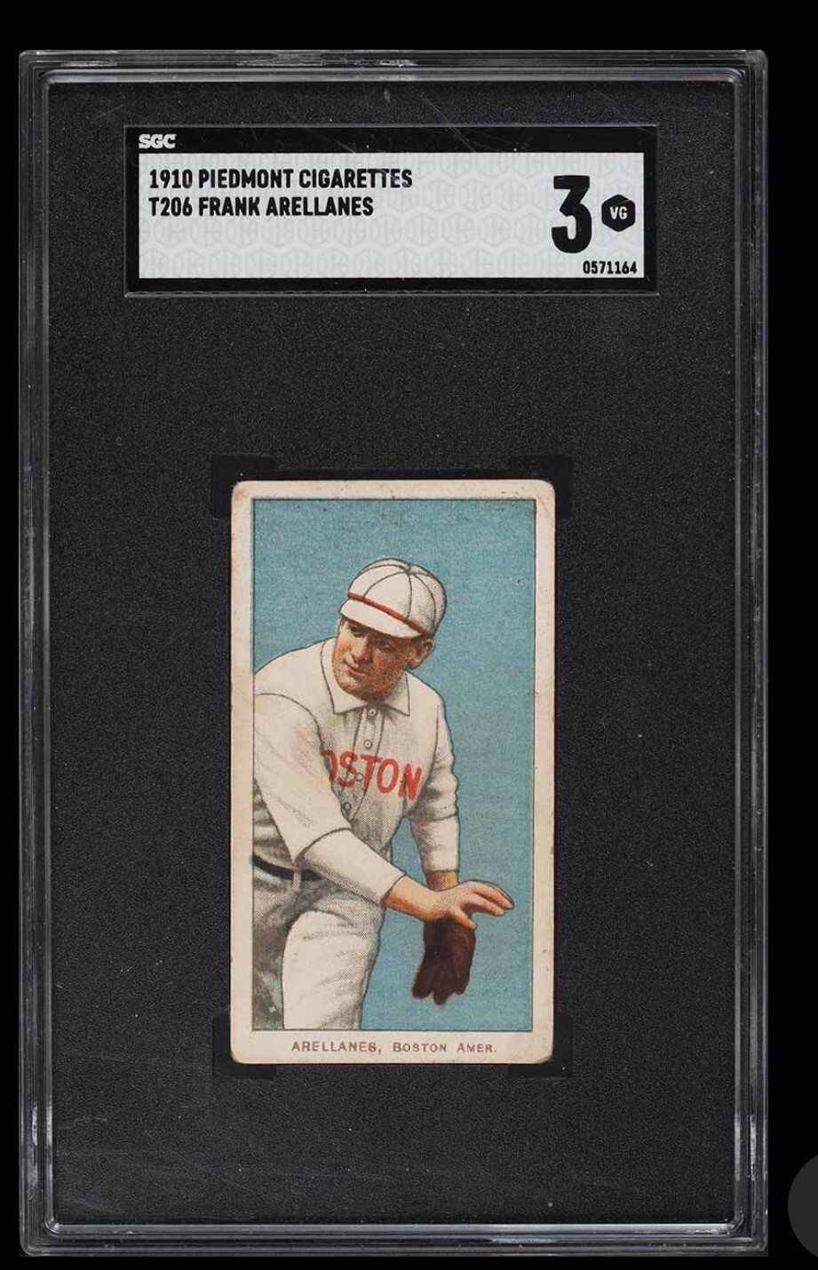 1909-11 T206 Piedmont FRANK ARELLANES SGC 3 Very Good Boston