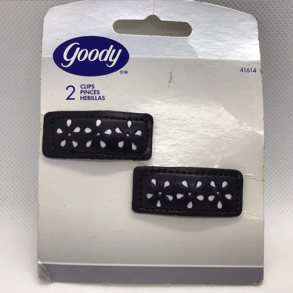 Corredor Goody Spectator Negro Blanco Flor Cuero Como Clip a Presión Nuevo de Lote Antiguo Nuevo Foto 2 de 4