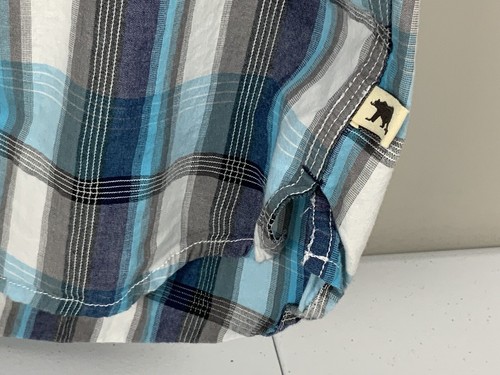 Camicia Dakota Grizzly adulto XL blu a quadri manica corta con bottoni uomo - Foto 6 di 9