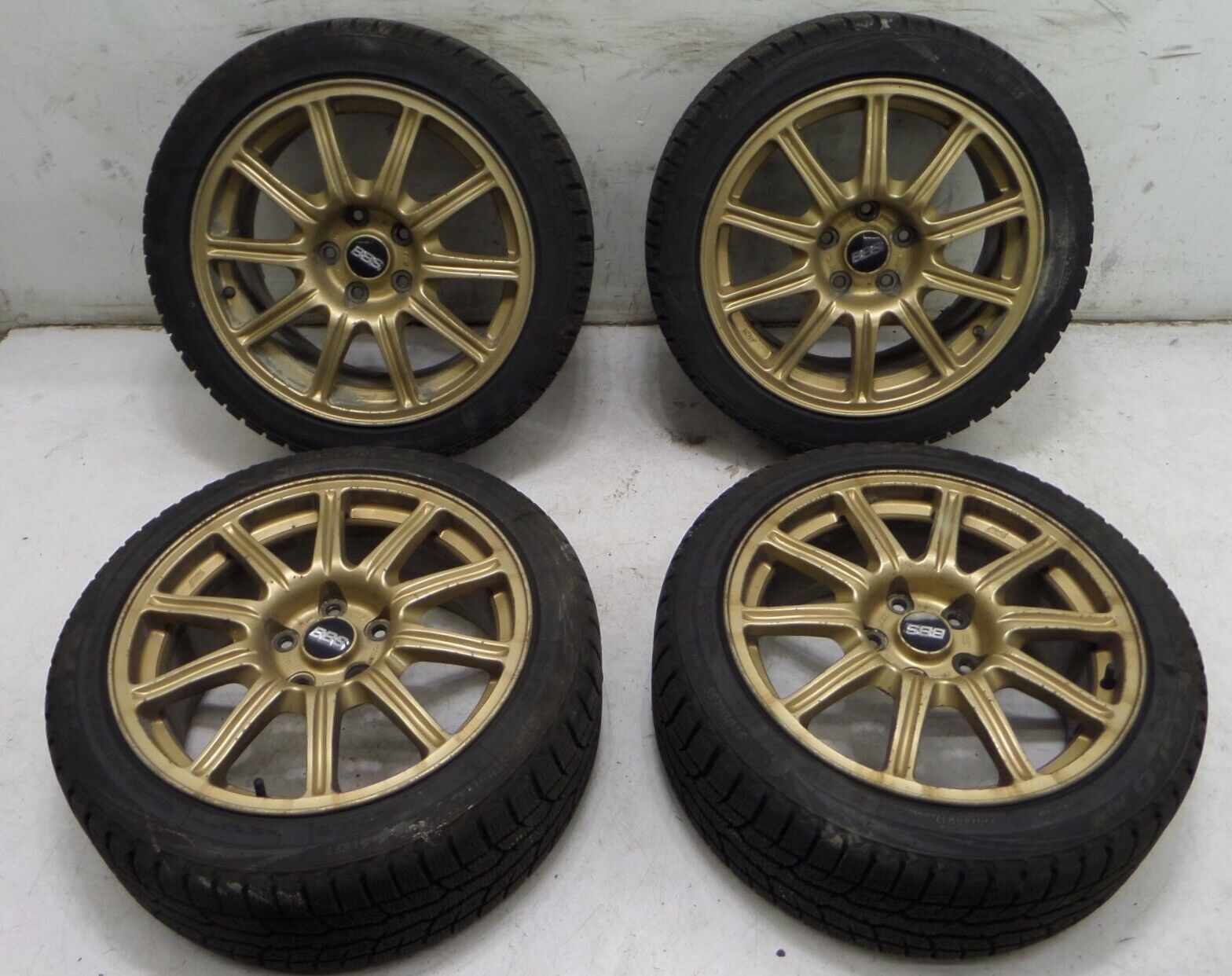 Subaru Impreza STI 17" x 8" BBS Forged Wheels w/ Snow Tires 5x114.3 ET53 Gold