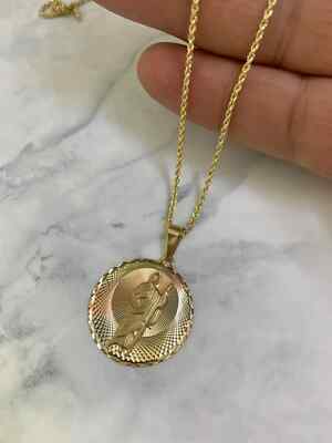 St. Jude Halskette religiös 10K massiv Gold Medaille Anhänger Charm San Judas dije