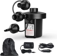 Electric Air Pump for Inflatables,Portable Quick-Fill Air Pump with 3 Nozzles,11