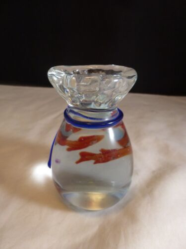 Vtg Murano Glass Fish Goldfish In a Bag Tank Paperweight Pet Store Fair Weight - Picture 3 of 3