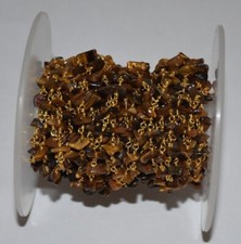 Natural tiger eye chips beads beaded Gold plated jewelry making rosary chain