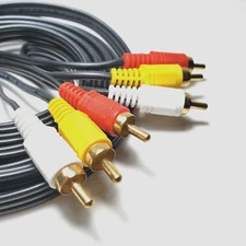 10ft 3-RCA Red White Yellow Composite Audio Video AV Cable Cord VCR DVD TV