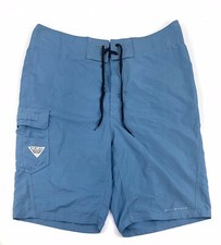 Columbia Men  s PFG Omni-Shade Fish Responsibly Blue Board Shorts Sz 32