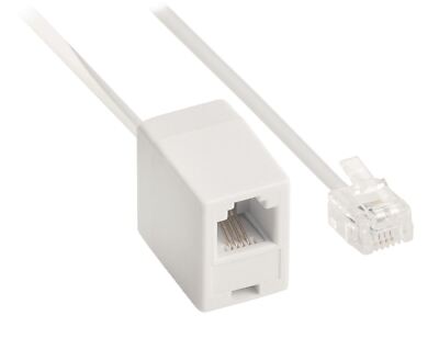 2m RJ11 to RJ11 9P4C Extension Cable with Coupler for Broadband ...