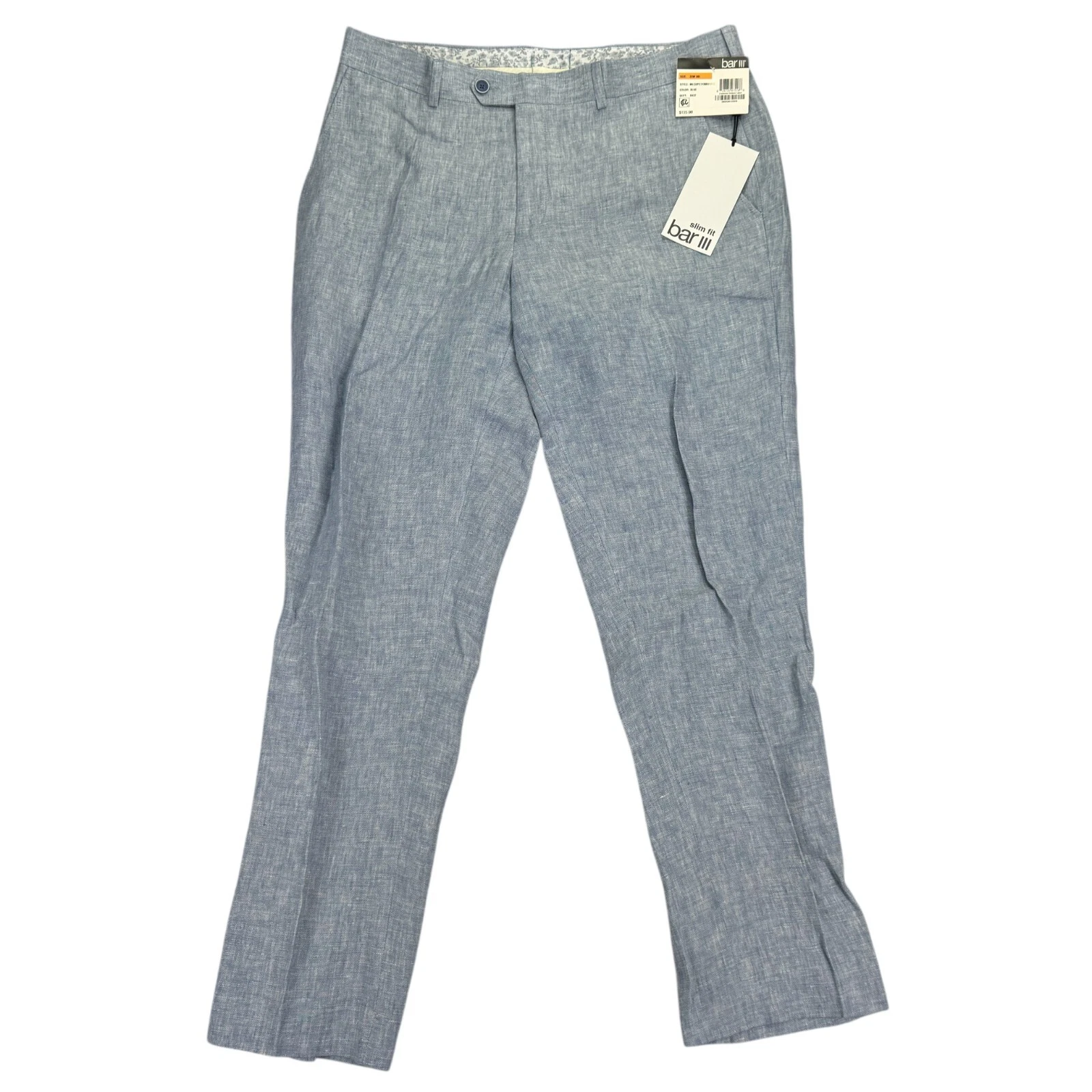 Bar III Mens Slim Fit 100% Linen Suit Pants Blue 33x30