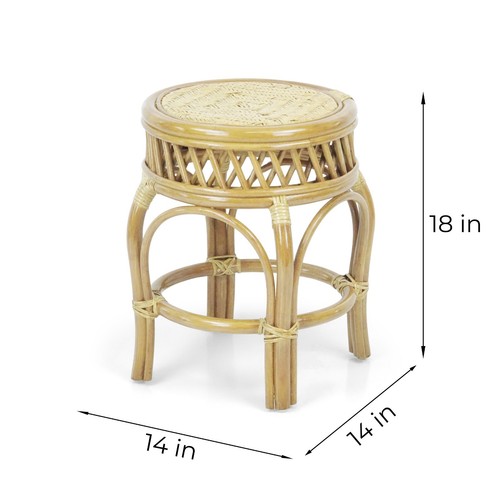 Ginger Handmade Rattan Wicker Stool Ottoman Plant Stand - Picture 23 of 30