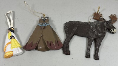 Native American Christmas ornament bundle of three. Women W/ Child, Tipi, Moose
