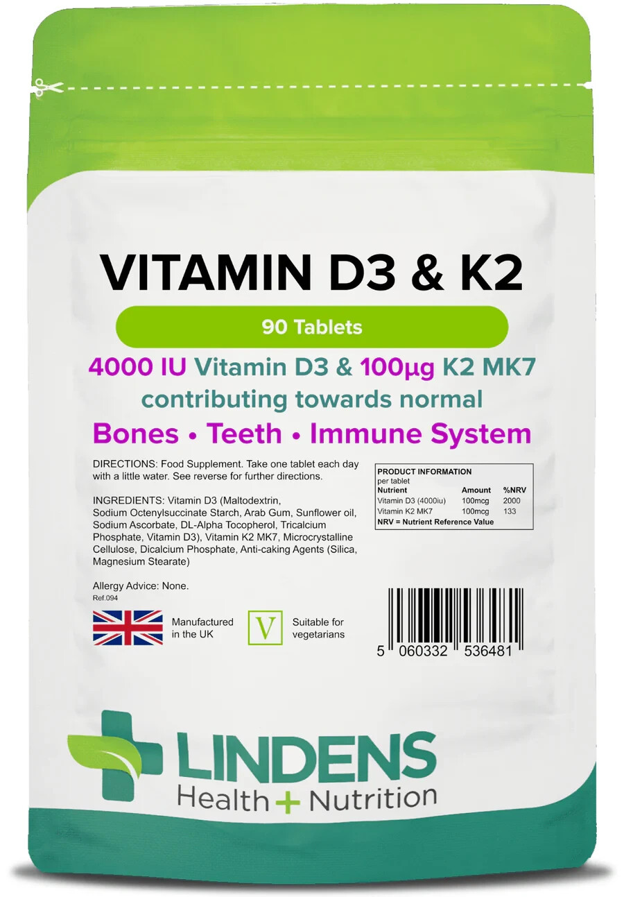 Lindens Vitamin D3 4000Iu & Mk7 K2 | 90 Tablets | Uk Made | Immune Health, Bones, Teeth, Muscle, Blood Calcium Absorption | High Strength Vitamin D & - Image 5