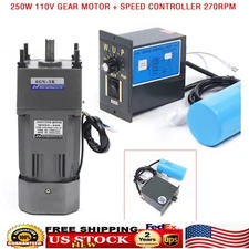 AC110V 250W Gear Motor Electric Single-phase VariableSpeed Controller 1:5 270RPM