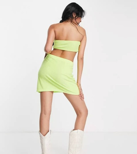 Lola May towelling mini skirt in lime UK10 (T74) (P) - Picture 3 of 4