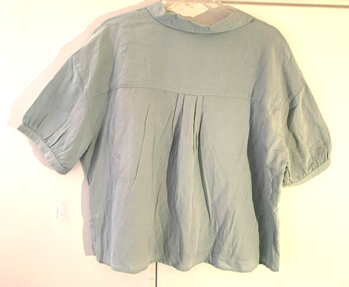 Camisa de campamento dip Terrific grande corta slv apagada gris/verde bolsillos cuello en V/cuello - Imagen 6 de 6